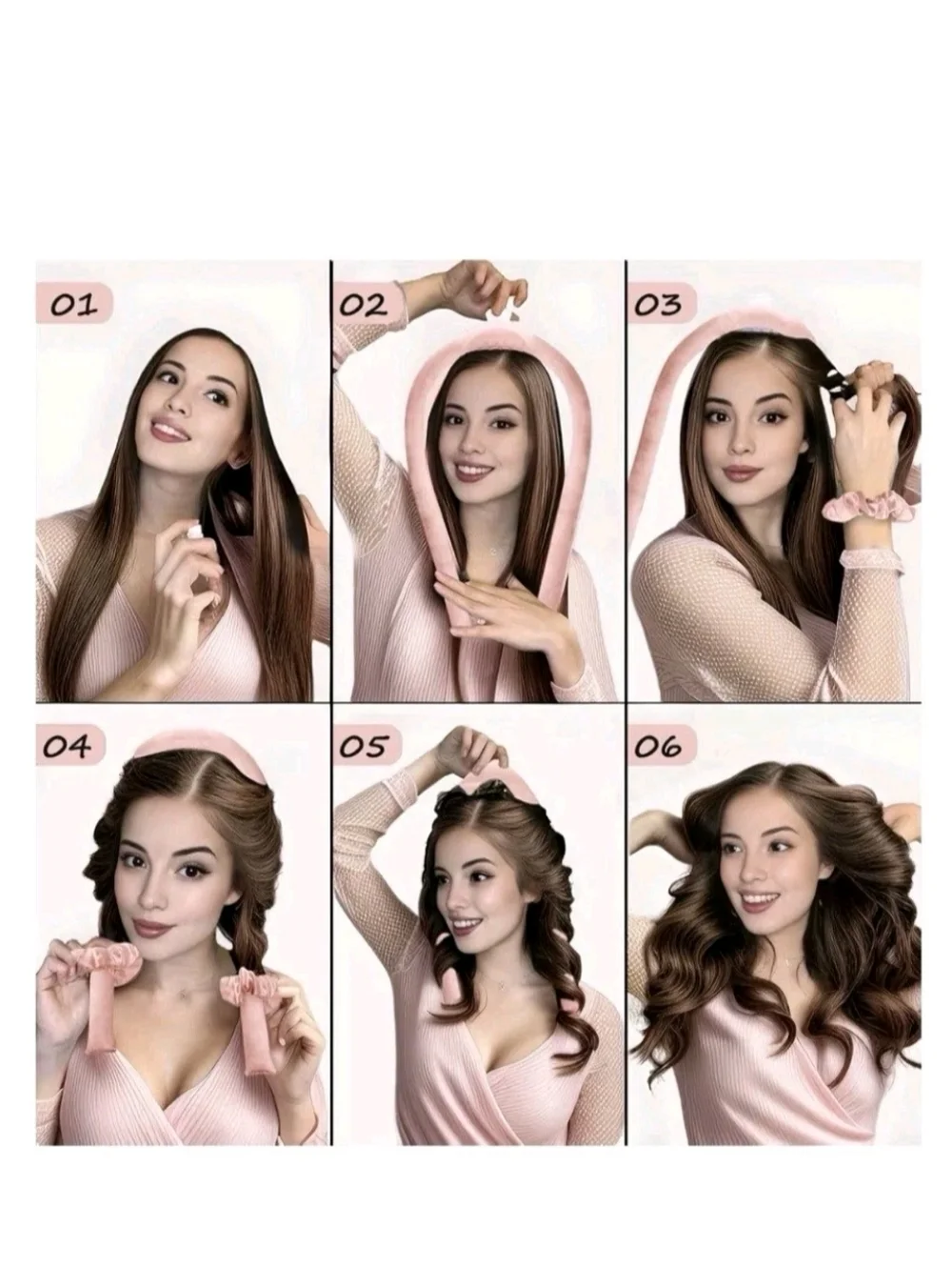 NWT Dreamy Rosy Clouds The Satin Heatless Curling Set